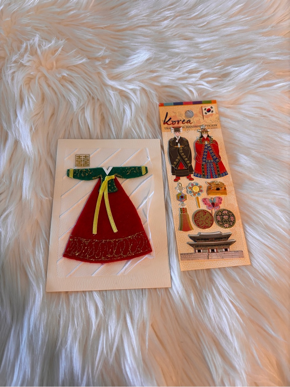Traditional Korean Hanbok Card Decorative Greeting Card & Textured Sticker